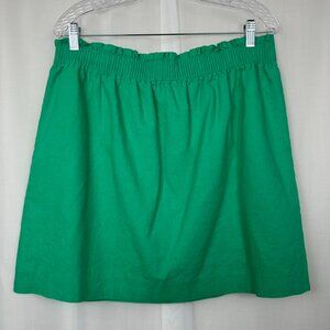 J Crew Linen Blend Skirt Size 14 Kelly Green Preppy Pockets Career Casual Office